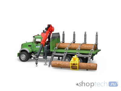 Лесовоз Bruder Mack с портативным краном и брёвнами (02-824) 1:16 53.5 см