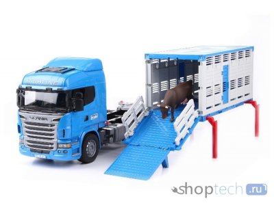 Фургон Bruder Scania для перевозки животных с коровой (03-549) 1:16 52 см