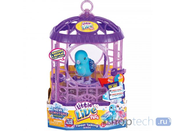 Интерактивная игрушка Moose Little Live Pets Птичка в клетке 28351/358/359